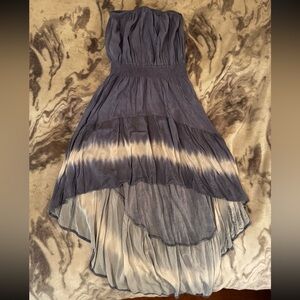 Blue strapless dress